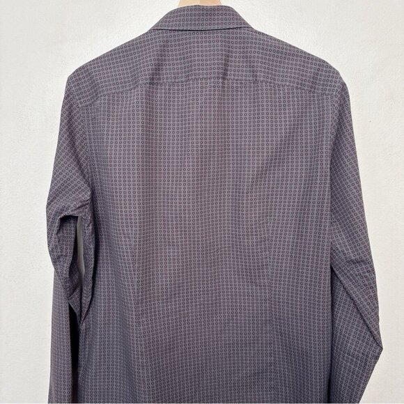 Michael Kors Mens Medium Slim Fit Patterned Printed Button Shirt - Picture 12 of 14